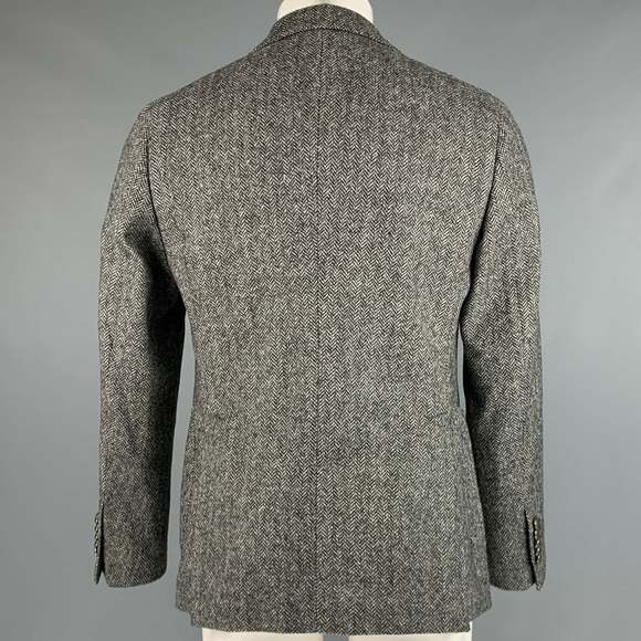TAGLIATORE Black White Herringbone Wool Single Breasted Sport Coat - Picture 4 of 7